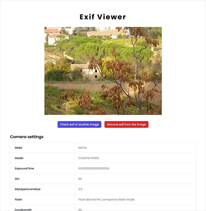 View exif data online